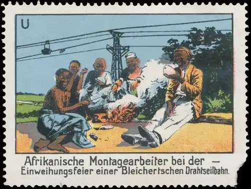 Afrikanische Montagearbeiter bei der Einweihungsfeier