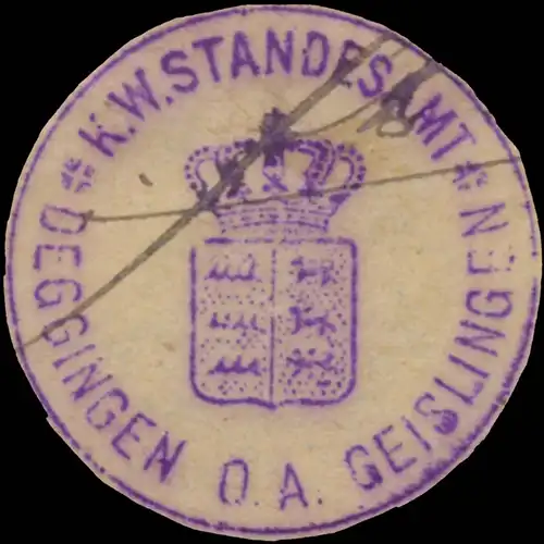 K.W. Standesamt Deggingen O.A. Geislingen