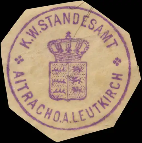 K.W. Standesamt Aitrach O.A. Leutkirch