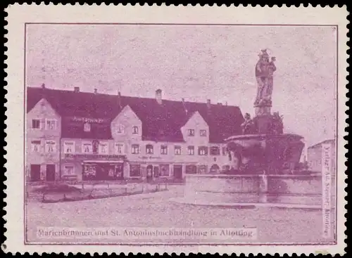 Marienbrunnen und St. Antoniusbuchhandlung in Altötting