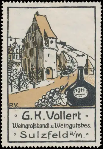 Friesentor in Sulzfeld mit Weinflasche 1911