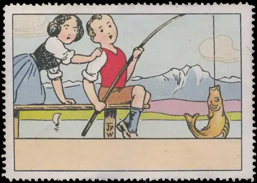 Kinder angeln einen Fisch