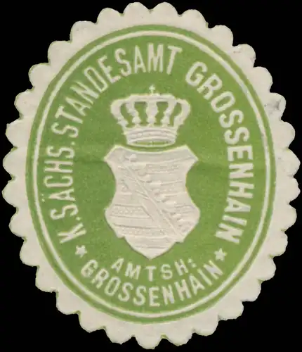 K. SÃ¤chs. Standesamt Grossenhain Amtsh. Grossenhain
