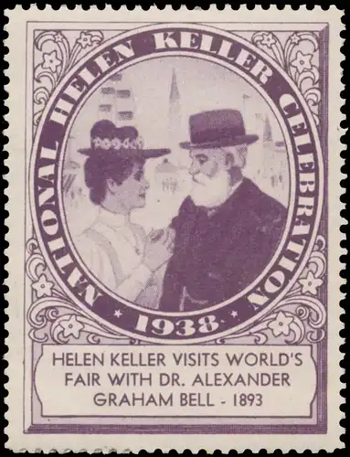 Helen Keller besucht die Weltausstellung mit Dr. Alexander Graham Bell