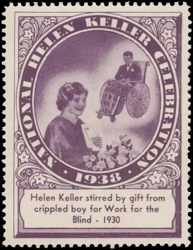 Helen Keller ist gerÃ¼hrt von einem Geschenk eines verkrÃ¼ppelten Jungen als Dank fÃ¼r ihre Arbeit fÃ¼r Blinde