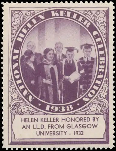 Helen Keller bekommt eine Auszeichnung der Universität von Glasgow