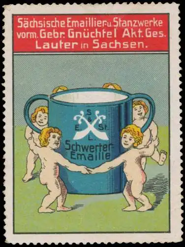 Engel tanzen um Schwerter-Emaille