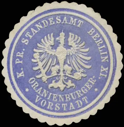 K.Pr. Standesamt Berlin XI. Oranienburger-Vorstadt