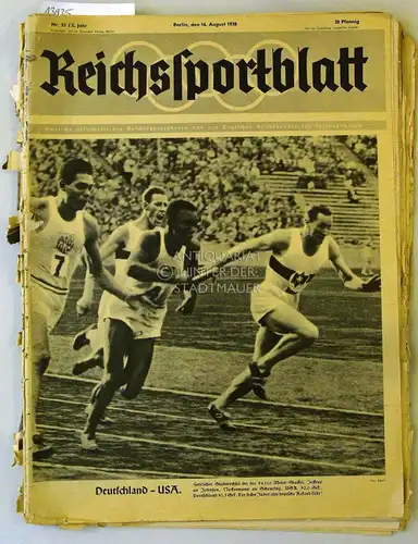 Reichssportblatt. (5 Ausgaben: 3. Jg./1936, H. 32/33/34/41 - Olympia-Berichterstattung; 5. Jg./1938, H. 33) Amtliche Zeitschrift des Reichssportführers und des NS-Reichsbundes für Leibesübungen. 