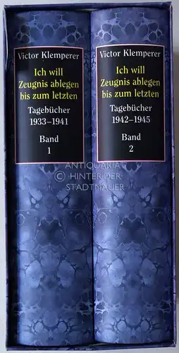 Klemperer, Victor, Walter (Hrsg.) Nowojski und Hadwig (Mitarb.) Klemperer: Ich will Zeugnis ablegen bis zum letzten. Tagebücher 1933-1941. / Tagebücher 1942-1945. (2 Bde., Schuber). 