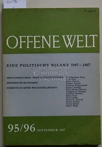 Weiss, Dieter: Offene Welt. Eine politische Bilanz 1947-1967. Zeitschrift für Wirtschaft, Politik und Gesellschaft. Nr. 95/96, September 1967.