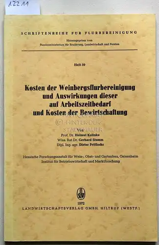 Kalinke, Helmut,  Gerhard Stumm und  Dieter Pröllochs: Kosten der Weinbergsflurbereinigung und Auswirkungen dieser auf Arbeitszeitbedarf und Kosten der Bewirtschaftung. [= Schriftenreihe für Flurbereinigung, H. 59]. 