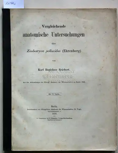 Reichert, Karl Bogislaus: Vergleichende anatomische Untersuchungen über Zoobotryon pellucidus (Ehrenberg). [= Sonderdruck aus den Abh. d. Königl. Akad. d. Wiss. in Berlin 1869]. 