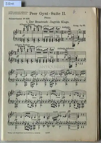 Grieg, Edvard: Peer-Gynt-Suite II, Op. 55. [= Salonorchester No. 405]. 