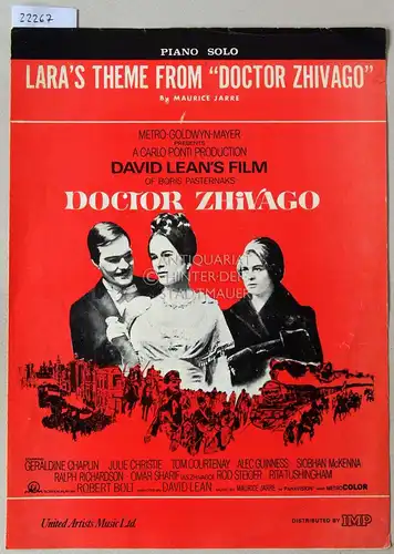 Jarre, Maurice: Lara`s Theme From "Doctor Zhivago" - Piano Solo. 