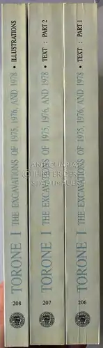 Cambitoglou, Alexander (Hrsg.), John K. (Hrsg.) Papadopoulos and Olwen Tudor (Hrsg.) Jones: Torone I. The Excavations of 1975, 1976, and 1978. (Text: Part 1; Text: Part 2; Illustrations) [= Bibliotheke tes en Athenais Archaeiologikes Etaireias (Library of