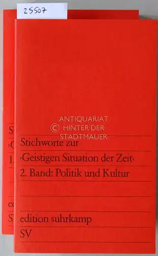 Habermas, Jürgen (Hrsg.): Stichworte zur `Geistigen Situation der Zeit`. 1. Band: Nation und Republik; 2. Band: Politik und Kultur. [= suhrkamp taschenbuch, 1000]. 