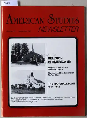 American Studies Newsletter, No. 13, September 1987. (Religion in America II). 