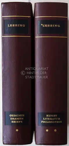 Lessing, Gotthold Ephraim: Gesammelte Werke in zwei Bänden. (Erster Band: Gedichte, Dramen, Briefe; Zweiter Band: Kunst - Literatur - Philosophie). Hrsg. u eingel. v. Otto Mann. 