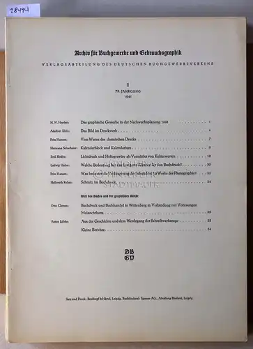 Archiv für Buchgewerbe und Gebrauchsgraphik. 78. Jahrgang 1941. ÜBERRESTE von Heften 1-11. (siehe Beschreibung). 