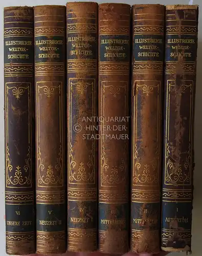 Lehmann, Edv. (Red.) und Peter (Red.) Petersen: Illustrierte Weltgeschichte. (Urzeit und Altertum -  Das Mittelalter - Der Ausgang des Mittelalters - Die Geschichte der neueren Zeit - Geschichte der Neuzeit - Unsere Zeit) (6 Bde.). 