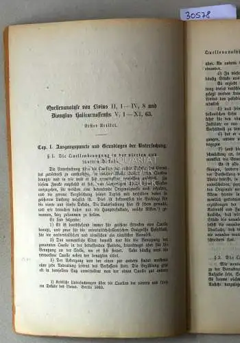 Nitzsch, K. W: Quellenangaben von Livius II,1 - IV,8 und Dionysius Halicarnnassus V,1 - XI,63. (Erster und zweiter Artikel; 2 Hefte) [= Sonderdruck aus Rhein. Mus. f. Phil. 23, 1868 und 24, 1869]. 