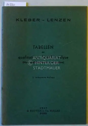 Kleber, Will und Godehard Lenzen: Tabellen zur qualitativen Lötrohranalyse (Mineralbestimmung mit Hilfes des Lötrohres). 