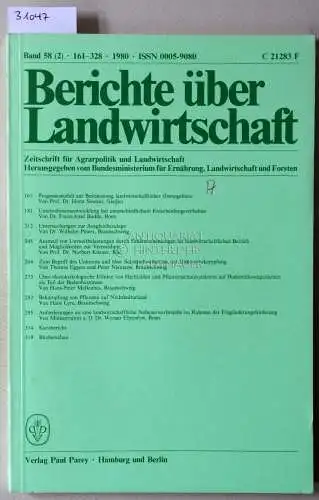 Berichte über Landwirtschaft. Zeitschrift für Agrarpolitik und Landwirtschaft. Band 58 (2), 1980. 