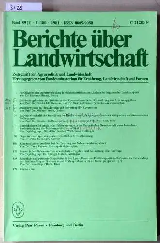 Berichte über Landwirtschaft. Zeitschrift für Agrarpolitik und Landwirtschaft. Band 59 (1), 1981. 