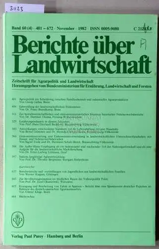 Berichte über Landwirtschaft. Zeitschrift für Agrarpolitik und Landwirtschaft. Band 60 (4), November 1982. 