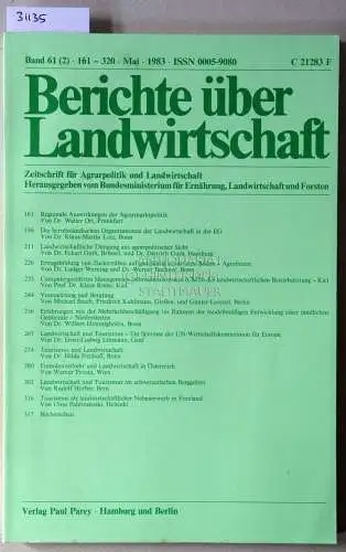 Berichte über Landwirtschaft. Zeitschrift für Agrarpolitik und Landwirtschaft. Band 61 (2), Mai 1983. 