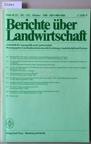 Berichte über Landwirtschaft. Zeitschrift für Agrarpolitik und Landwirtschaft. Band 66 (3), 1988. 