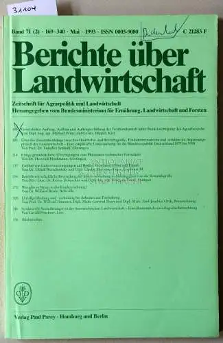 Berichte über Landwirtschaft. Zeitschrift für Agrarpolitik und Landwirtschaft. Band 71 (2), 1993. 