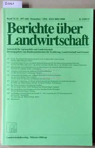 Berichte über Landwirtschaft. Zeitschrift für Agrarpolitik und Landwirtschaft. Band 74 (4), Dezember 1996. 