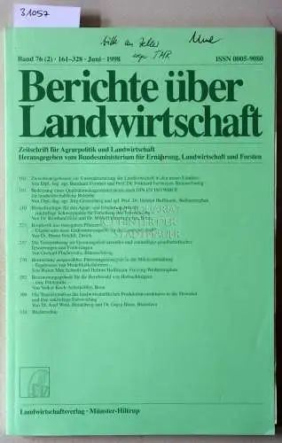 Berichte über Landwirtschaft. Zeitschrift für Agrarpolitik und Landwirtschaft. Band 76 (2), Juni 1998. 