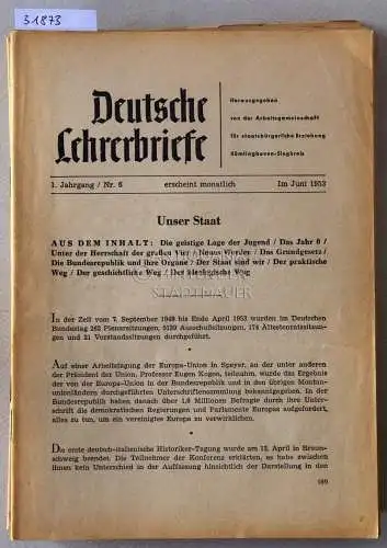 Deutsche Lehrerbriefe. (17 Hefte 1953-1955, 4 Beilagen). 