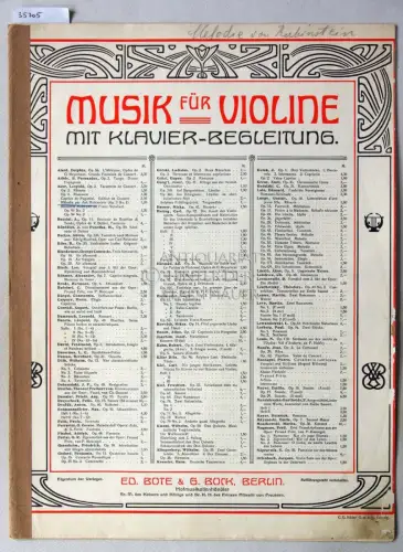 Auer, Leopold: Mélodie par Ant. Rubinstein Op. 3 No. 1. [= Musik für Violine mit Klavier-Begleitung]. 