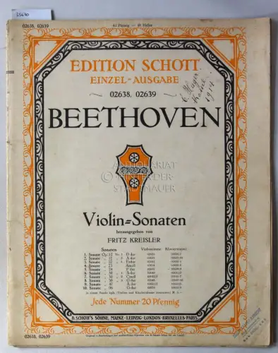 Beethoven, Ludwig van: Violin-Sonate Op. 24 F dur. [= Edition Schott Einzel-Ausgaben, 02638/9 und 02637]. 