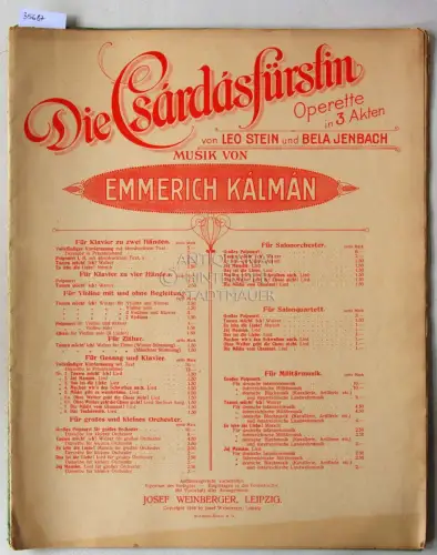Kalman, Emmerich: Die Csardasfürstin. Potpourri I+II für Klavier. (2 Hefte). 
