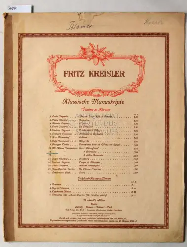 Kreisler, Fritz: Klassische Manuskripte Violine und Klavier, 11. Alt-Wiener Tanzweisen, No. 2 Liebesleid. 