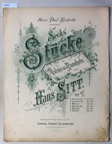 Sitt, Hans: Sechs Stücke für Violine mit Pianoforte: Op. 47 No. 2 Intermezzo. 