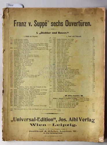 Suppé, Franz v: Sechs Ouvertüren. I. "Dichter und Bauer" (für Klavier, vierhändig). 