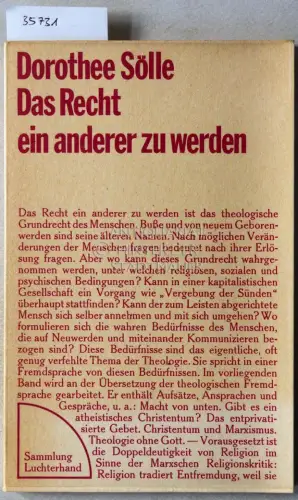 Sölle, Dorothee: Das Recht ein anderer zu werden. 