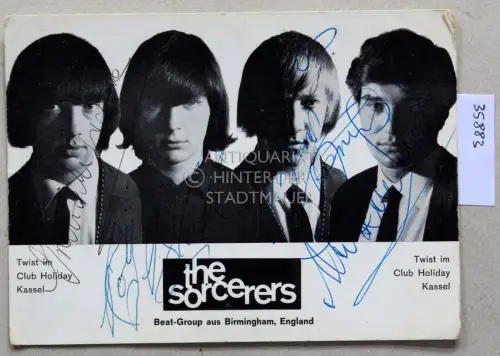 The Sorcerers. Beat-Group aus Birmingham, England. (Postkarte/Autogrammkarte, "Twist im Club Holiday, Kassel", ca. 1966/7). 