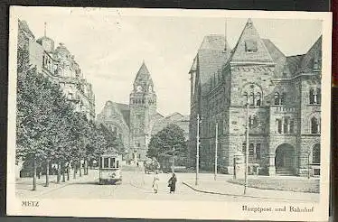 Metz. Hauptpost und Bahnhof.