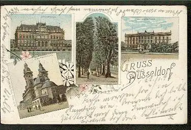 Düsseldorf. Ständehaus, Hofgarten, Justizgebäude, Jesuitenkirche,.