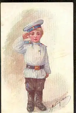 E. Lebedeff. Kind als Soldat.
