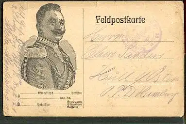 Kaiser Wilhelm. Feldpostkarte.