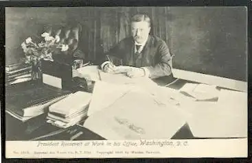 President Roosvelt at Work in his Office, Washington D.C.1903.