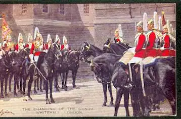 Horse Guards Changing Guard. Valentines Postcard.